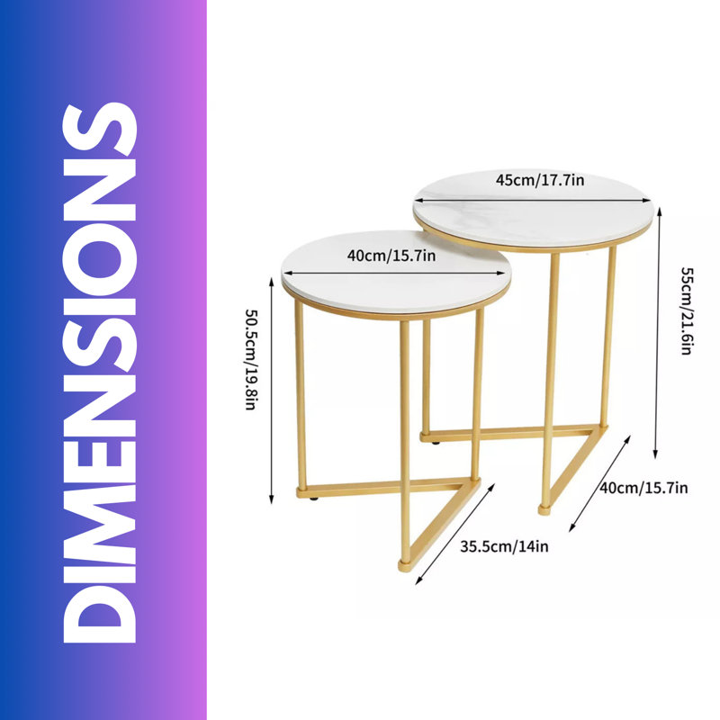 Paineville Set Of 2 Round Nesting Tables With Triangular Base