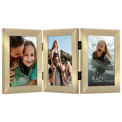 Hinged Frame For Desk Three Pictures - Composite Wood and Shatter-Resistant Glass