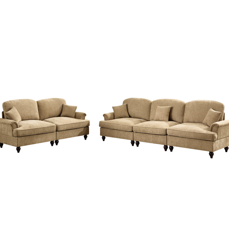 Canapé modulaire à 3 places et 2 places avec pieds fuselés Coffee et jupes amovibles. Doux et confortable en forme de pétale classique en forme de pétale, mousse à haute densité pour dossiers floraux. Fait de chenille
