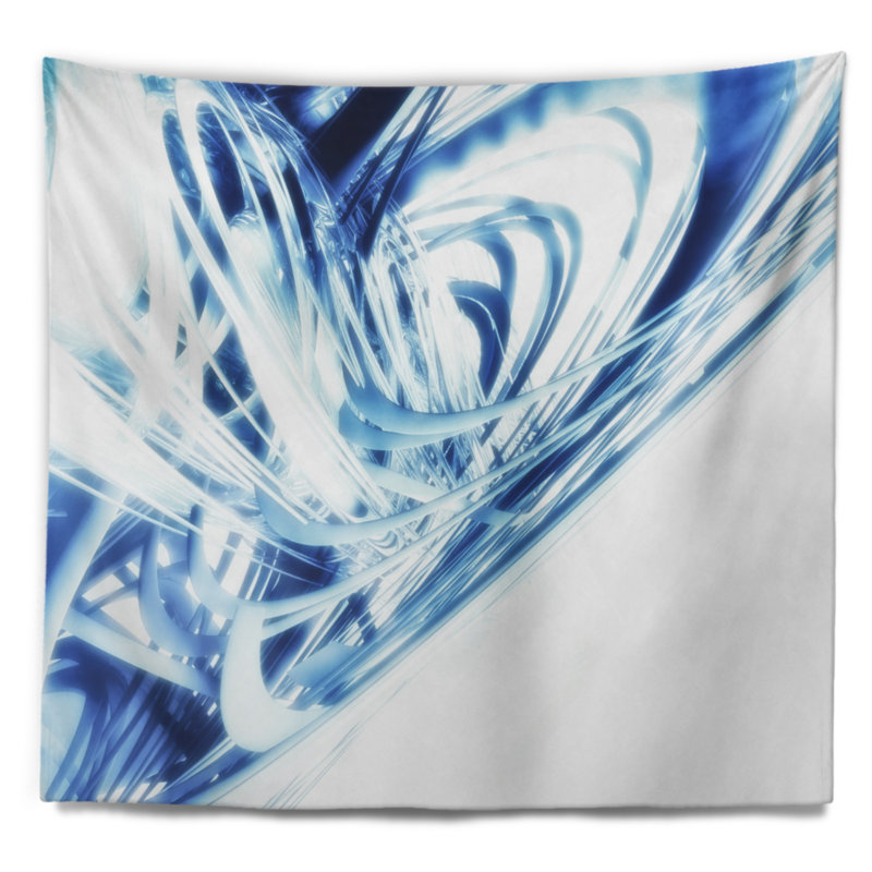 Tapisserie fractale bleue 3D, H 50 po x l 60 po