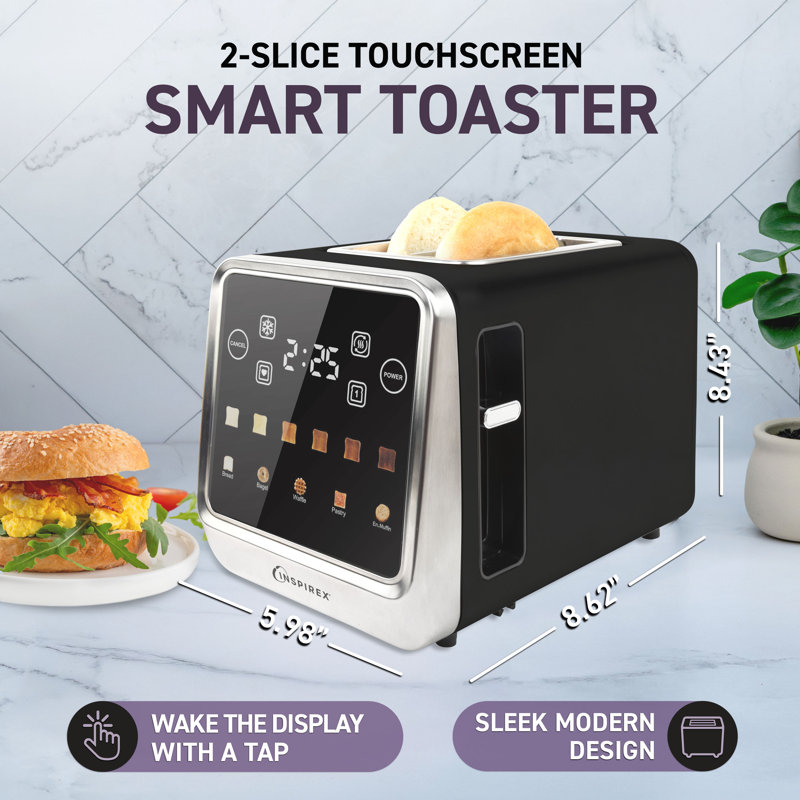 Inspirex 2-slice Touchscreen Toaster, Black, Black