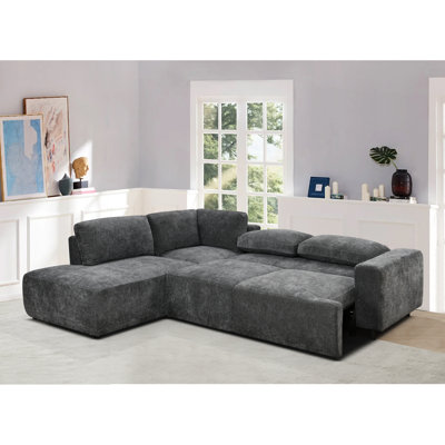 Spacious Modern Sleeper Sofas With Dark Grey Upholstery For Family Living Room