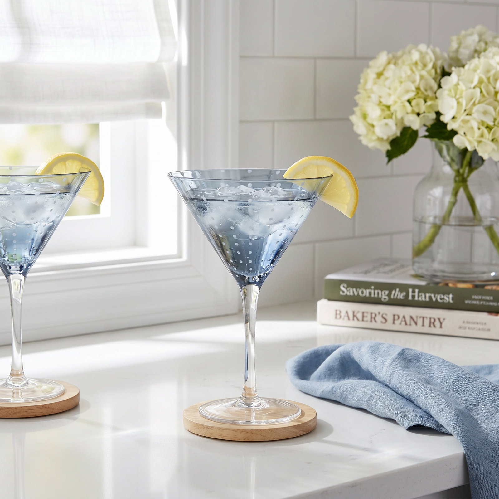 Jamesena Ribbed Martini Glass, Navy Blue
