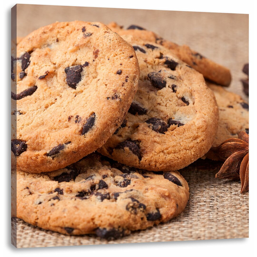 Leinwandbild Süße Cookies mit Schokostückchen