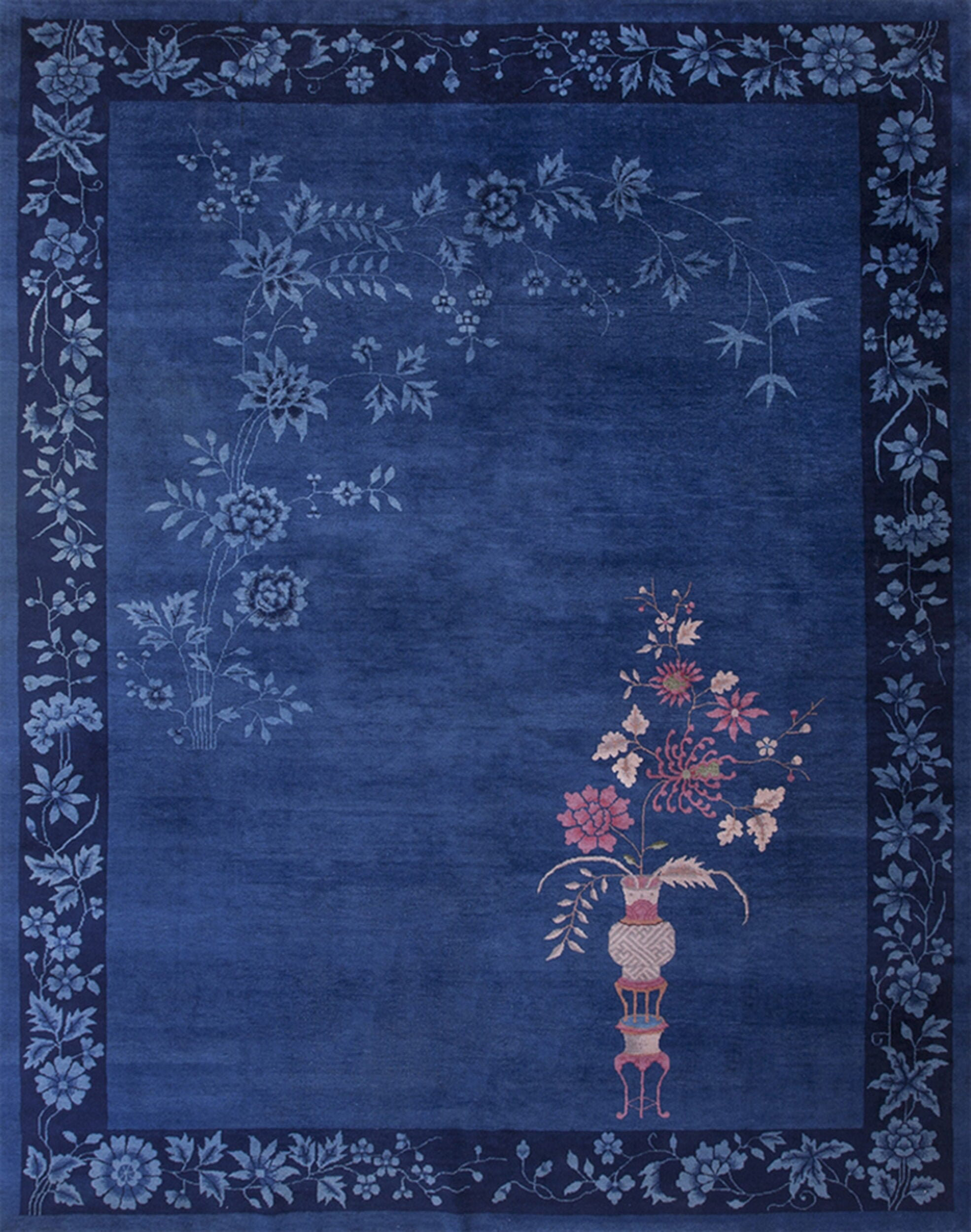 Blue Chinese Rugs Rugs On Net Antique Chinese Blue Colour Art Deco Room Size Area Rug ...