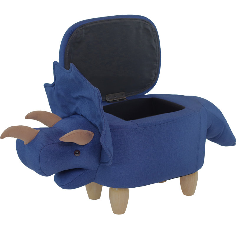 Critter Sitter 15 po Repose-pieds avec rangement Triceratops Dino bleu et hauteur de siège