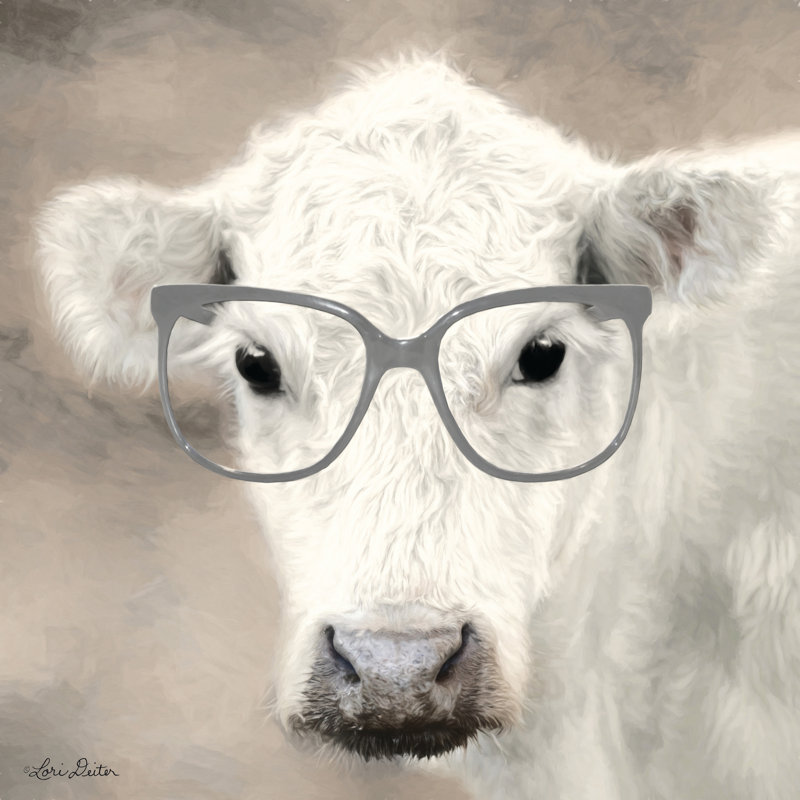 «See Clearly Cow» - peinture, H 12 po x l 12 po, Toile tendue
