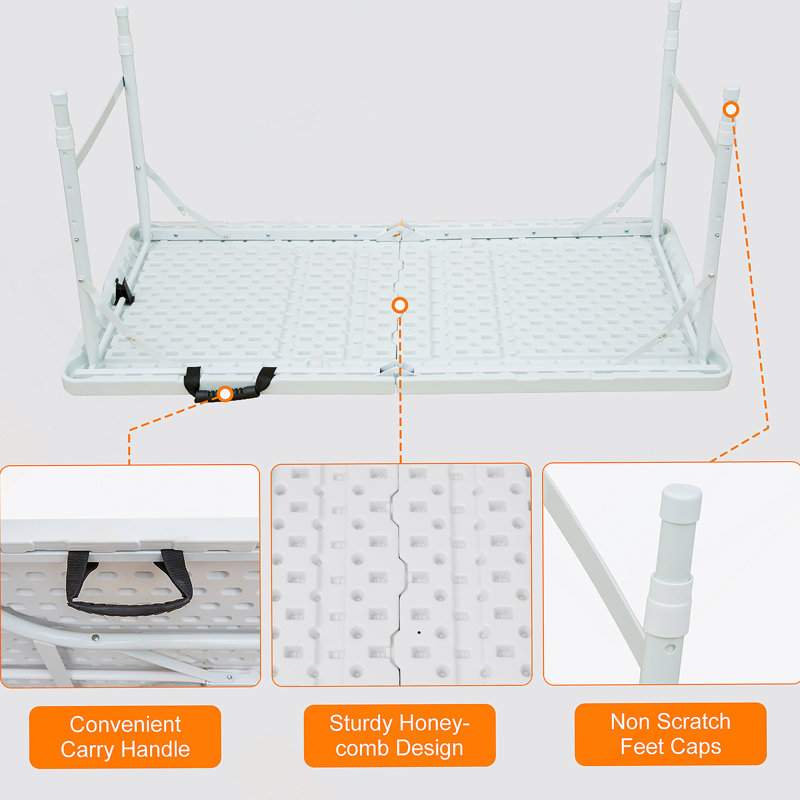 Table pliante portative 4 pi 4 po poids pliable intérieur et extérieur 135 kg, Blanc