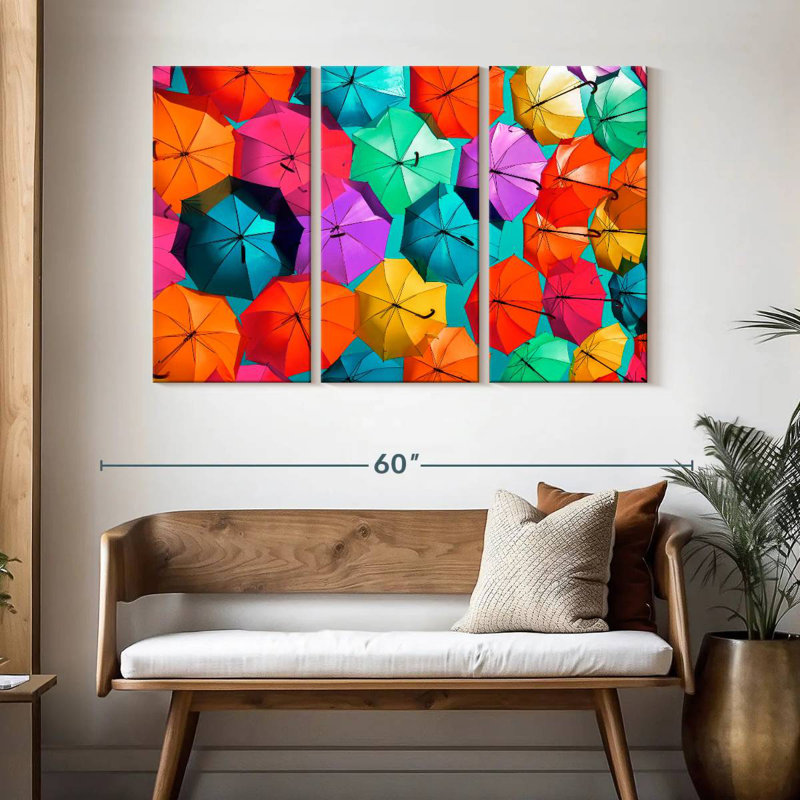 Kerner Colourful Umbrellas - Turquoise Sky III, 32" H x 50" W