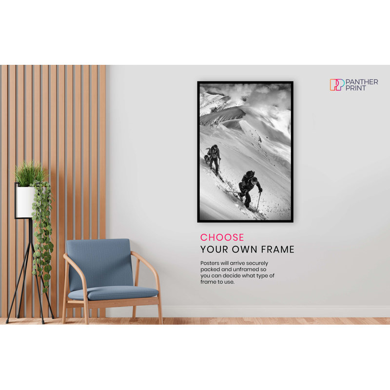 Panther Print Fine Art Prints Black & White Skiers trekking Artistic Unframed Poster, Pictures for Home Walls, Bedroom, Living Room & Bathroom Decor 1 Piece Wall Art