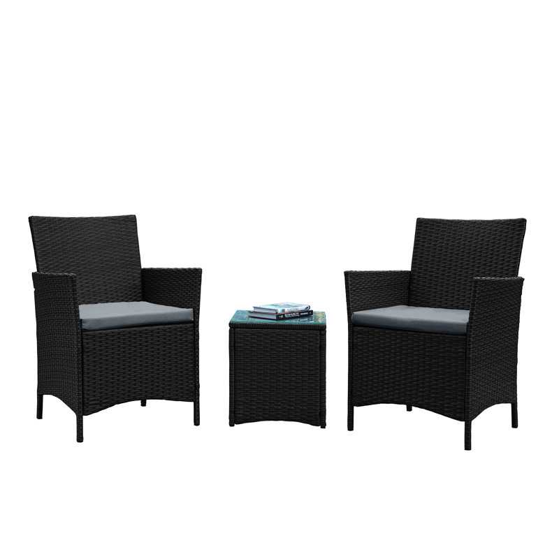 Imperia Modern 2-Person Patio Conversation Set with Polyester Cushions and Table in Gray, Gray
