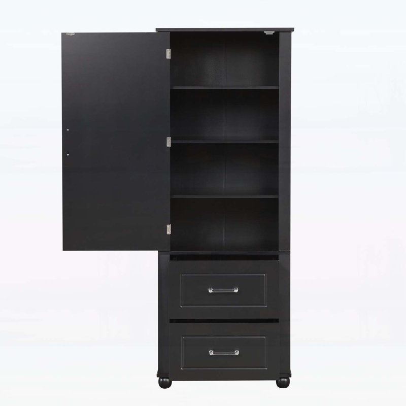 Grande armoire de rangement pour salle de bain avec deux tiroirs et une tablette réglable, pour un rangement moderne et efficace