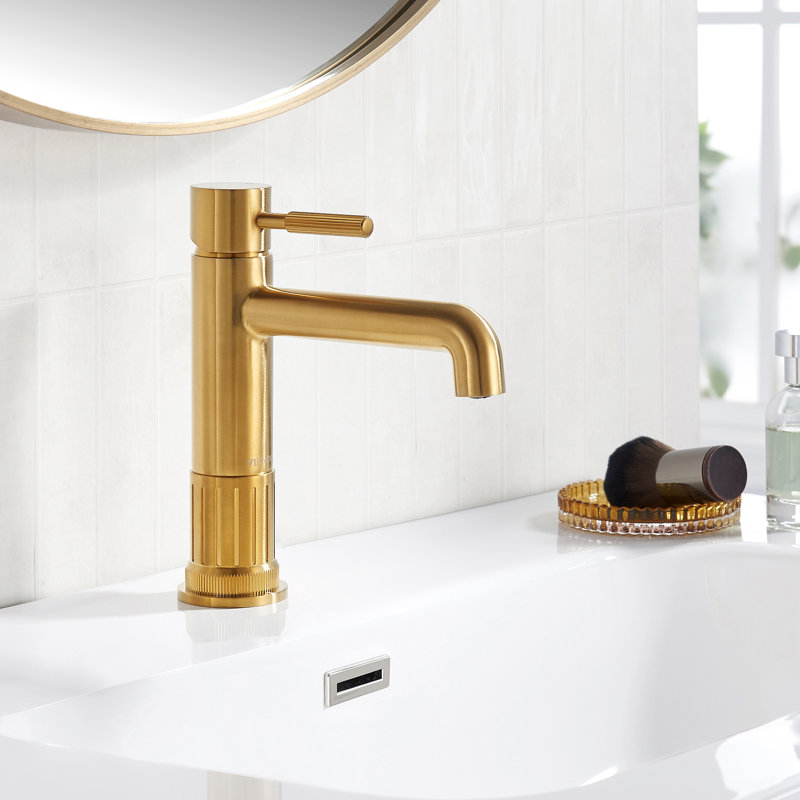Mexico Single High-Handle Lever Vessel Bathroom Faucet, Brushed Gold