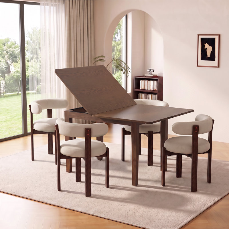 Ensemble de salle à manger 5 pièces 51,18 po rectangulaire pliant avec chaises rembourrées, White