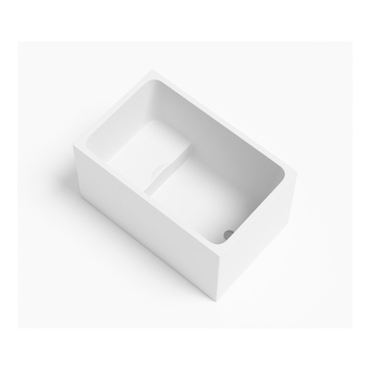 Acrylic Freestanding Bathtub with seat: Spacious rectangle Shape, Gloss White Finish, Chrome Overflow