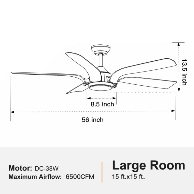 Klaudius 56'' Ceiling Fan with LED Lights, Antique Yellow, Gray