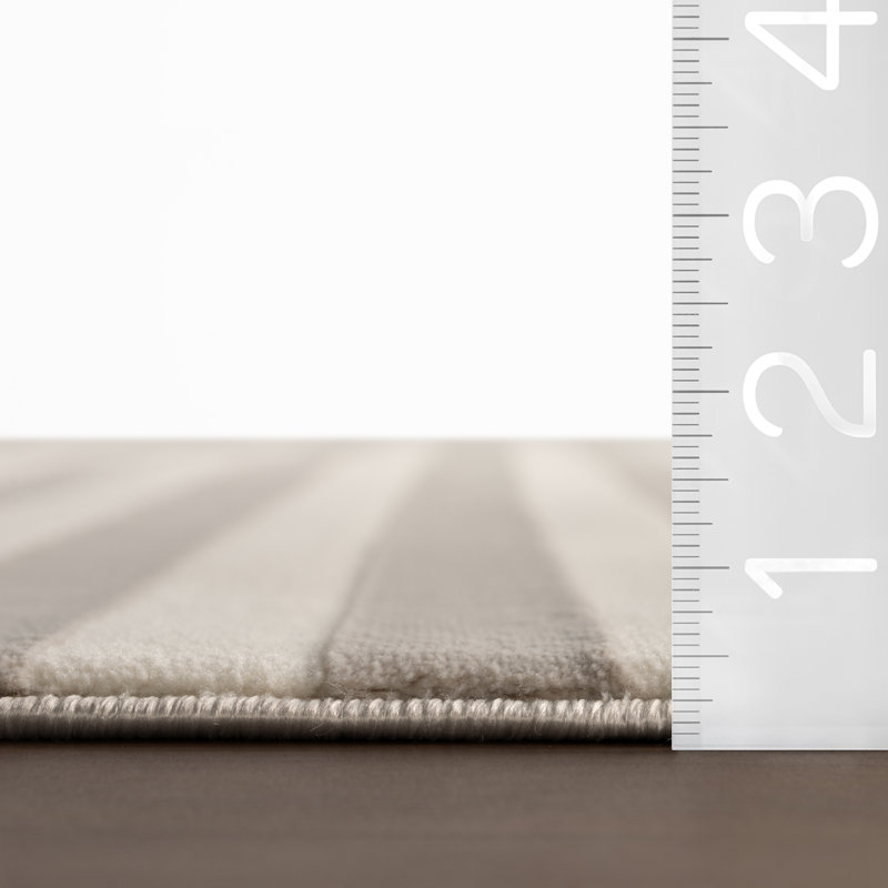  Valoria Striped Washable Area Rug, Rectangle 4' x 5'11", Ivory