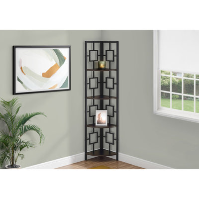 Bibliothèque 62 "à 4 niveaux pour plantes et décor - stratifié brun, tablette en métal noir