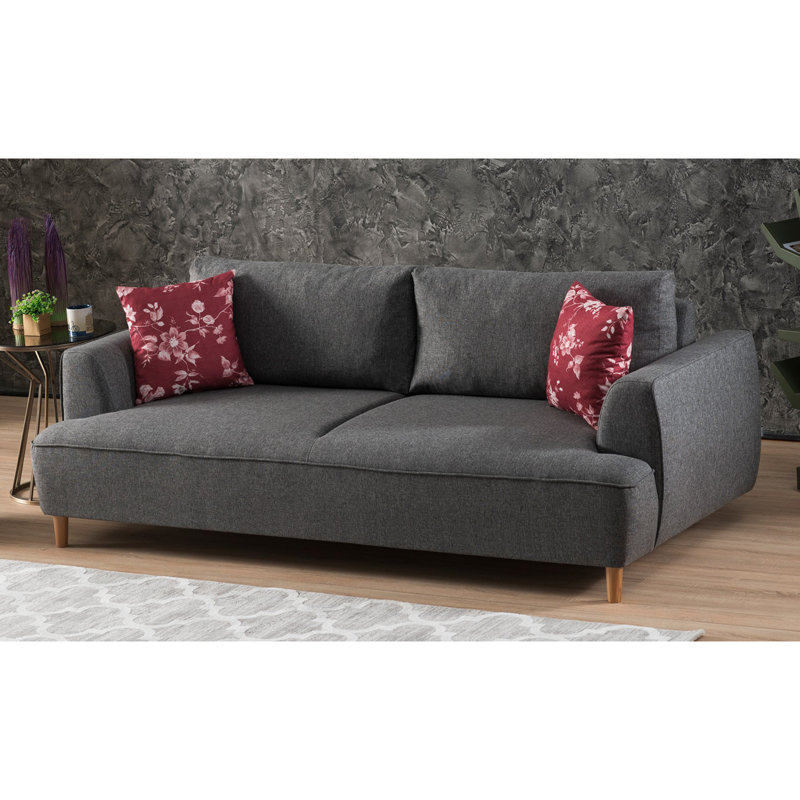 Canapé rembourré 90,6 po Gwain, 100 % polyester gris foncé