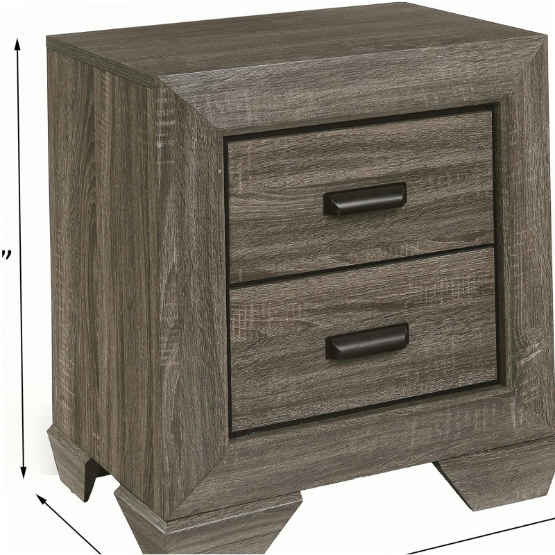 Weathered Grey Grain 2-drawer Nightstand