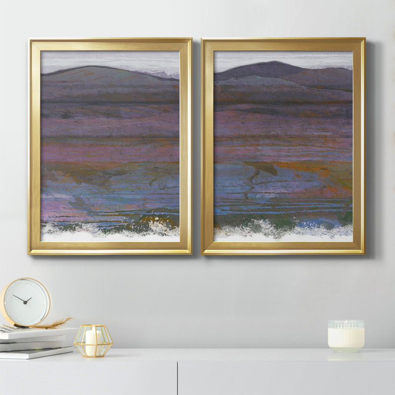 «Majestic Mountains I», ensemble de 2 peintures sur toile encadrées, Or, H 18,5 po x l 49 po x P 1,5 po