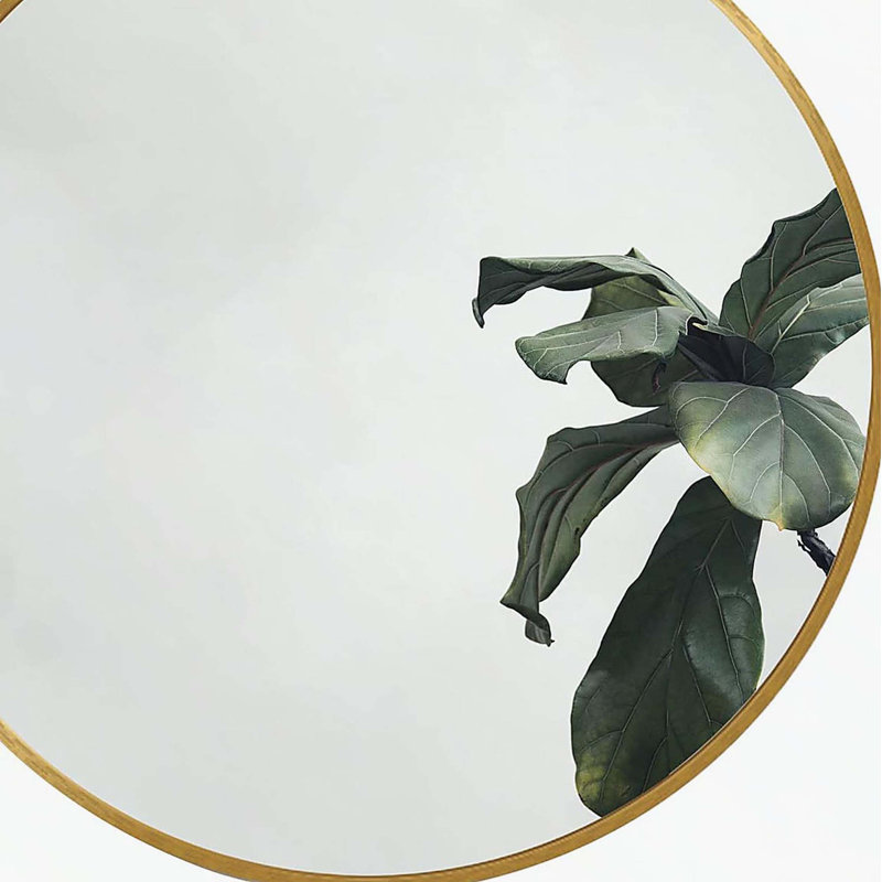 Gold 20 Inch Metal Round Bathroom Mirror, 20" x 20", Gold, Round