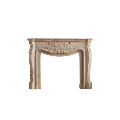 57.48"Vintage American Relief Carved Beige Fireplace Mantel