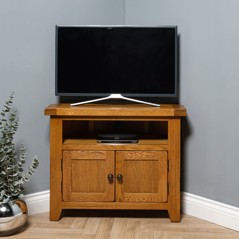 Hannam Unfinished Corner TV Stand for TVs up to 40", Brown