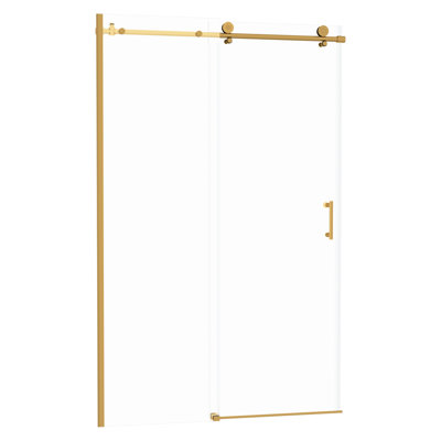 Single - Slide Shower Enclosure 48" 48.4/5", 26" Walk Through, 8Mm Tempered Glass, Gold Frame Finish, Smooth Sliding W X 76"H Door, 304 Stainless Steel Frame, Magnetic Seals, Suitable For Renovations