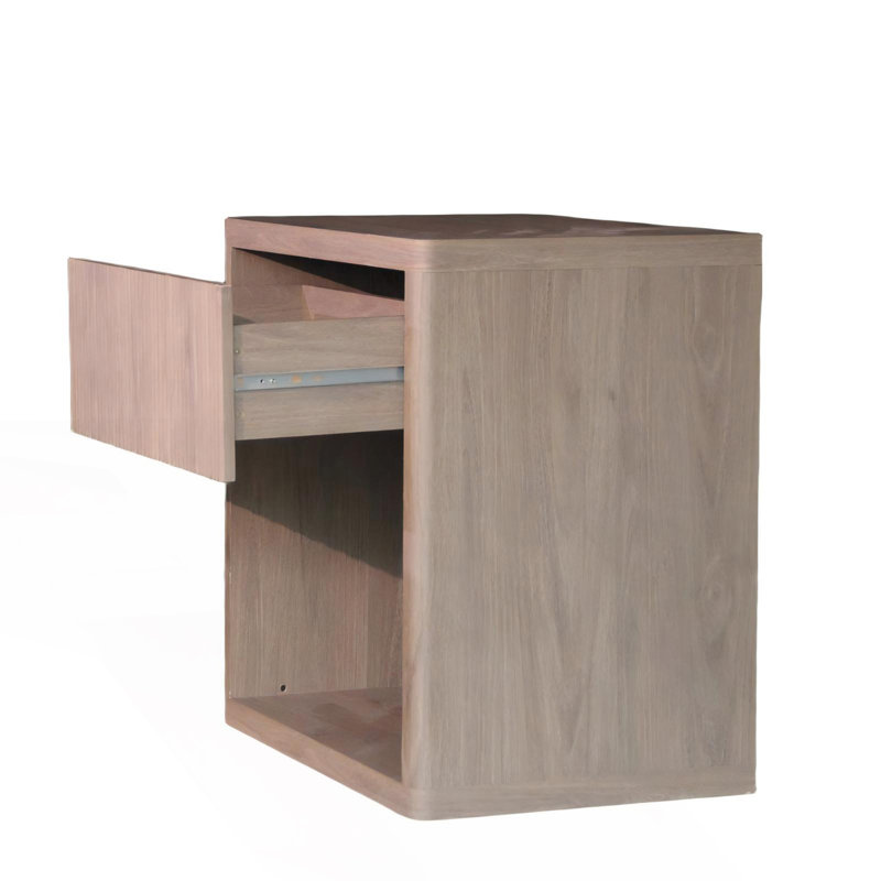 Table de chevet avec table de chevet avec tiroir et rangement, Brun cendré