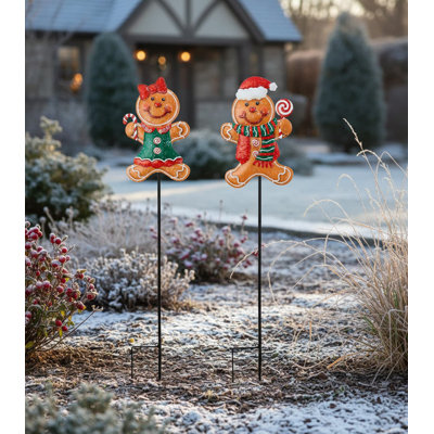 thumbnail image 2 of 2-Pack Lighted Christmas Fence Decorations - LED, Battery Operated Outdoor Yard Art 2 of 4