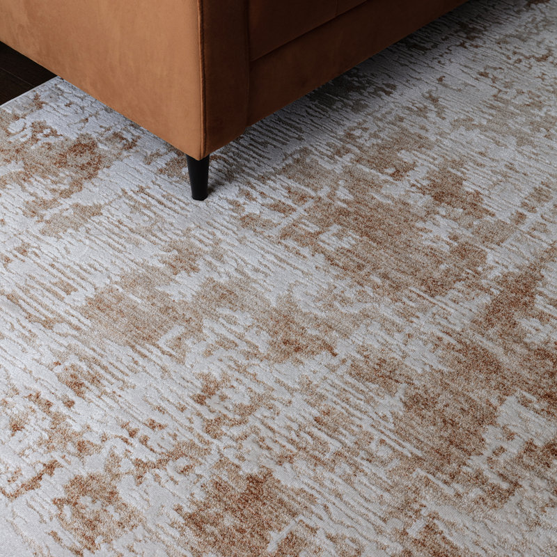 Bezore Abstract Orange/Ivory Area Rug, Rectangle 120 x 160 cm