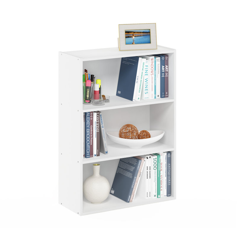 Kylee 3-Tier Open Shelf Bookcase, Plain White, (3 Shelves) 80cm H x 60cm W x 24cm D