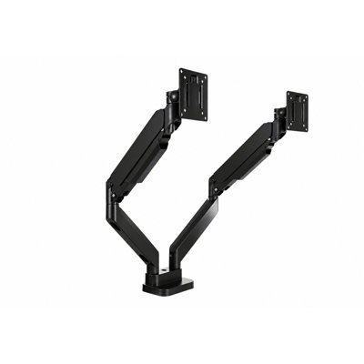 Support de bureau double pour écrans de 13 à 40 pouces avec bras à ressort à gaz robustes, capacité de 15 kg, pivotement à ±180°, inclinaison à +90°/-45°, rotation à 360°, fixation par pince en C et œillet
