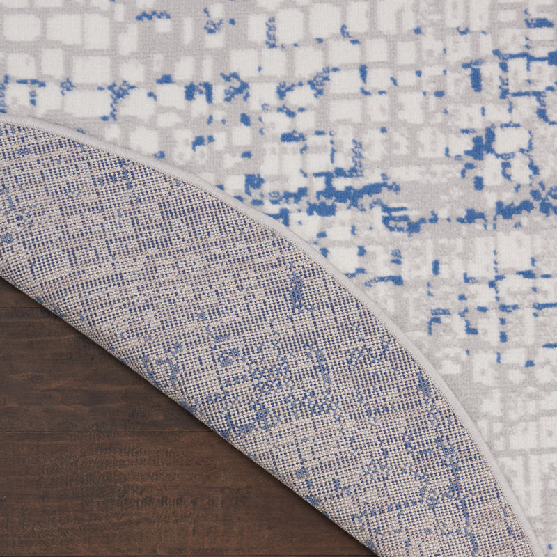 Tapis gris / bleu Bri, Rond 5 pi