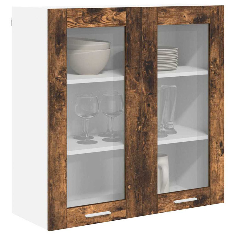 Vidaxl Hanging Cabinet With Storage Riga Grey Sonoma 60 X 31 X 80 Cm, 80cm H x 80cm W x 31cm D, Smoked Oak