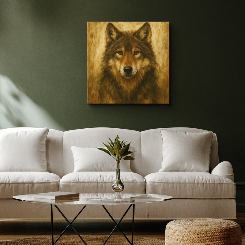 «Majestic Wolf Portrait Wildlife Animal Wall Decor», reproduction d'art sur toile encadrée, Toile tendue