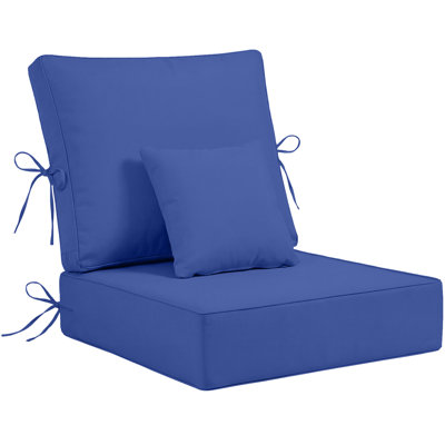 Outdoor Chair Cushions 24 x 24  x 6  Inch, Outdoor Replacement Cushion Set, Back & Seat Patio Cushions for Outdoor Furniture,  Weather Resistant Patio Chair Cushions with Removable Cover and Straps