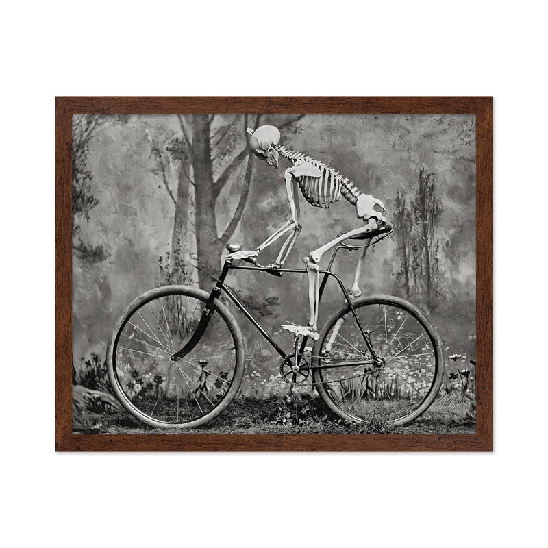 Squelette à vélo, Affiche, H 08 po x l 10 po, Encadrement brun