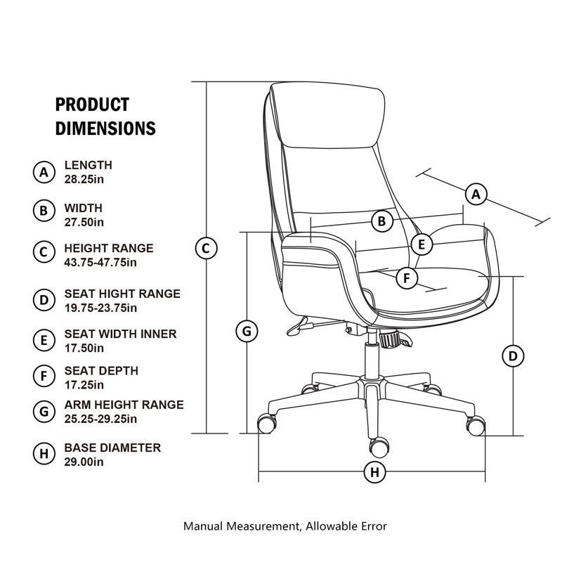 Corjan Mid-Century Modern Gas Lift Swivel Executive Chair or Office Chair with Headrest, Silver, Cream