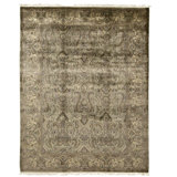 Hand Knotted Oriental Area Rug in Green