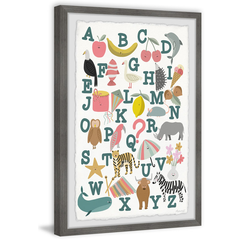 Langridge Learn Abcs, reproduction encadrée, H 12 po x l 8 po x P 1,5 po