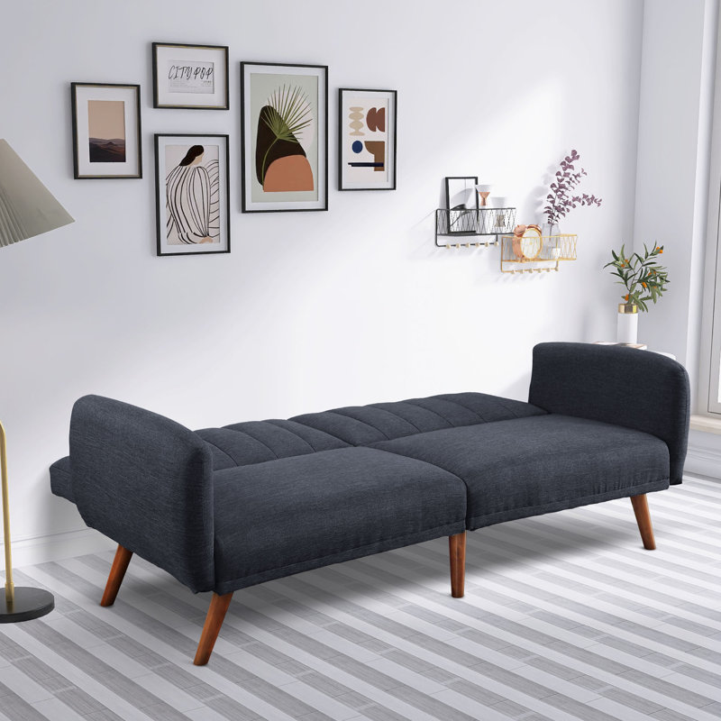 Argene 76" Upholstered Tight Back Convertible Sofa, Gray 100% Polyester