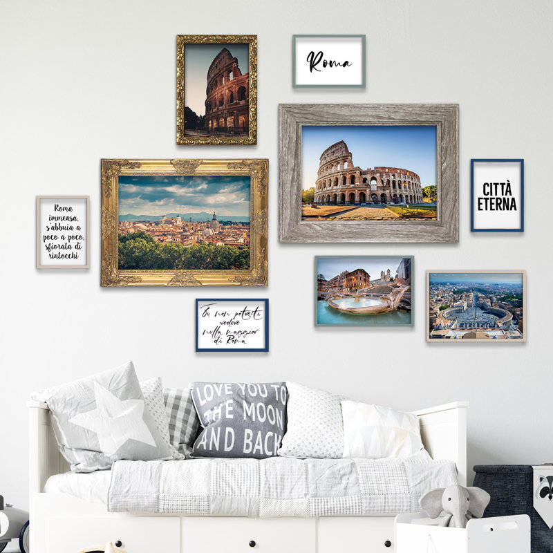 Giallobus - Set 10 Poster Da Parete - Raccolta Città Roma - Carta Patinata - | 2 X A3 42X30cm | 4 X A4 30X21cm | 4 X A5 21X15cm | - Senza CORNICI - Stampe Moderne Soggiorno