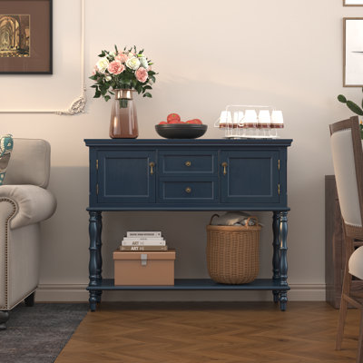 Farmhouse Wood Console Table with Drawers and Cabinet for Entry and Living Room