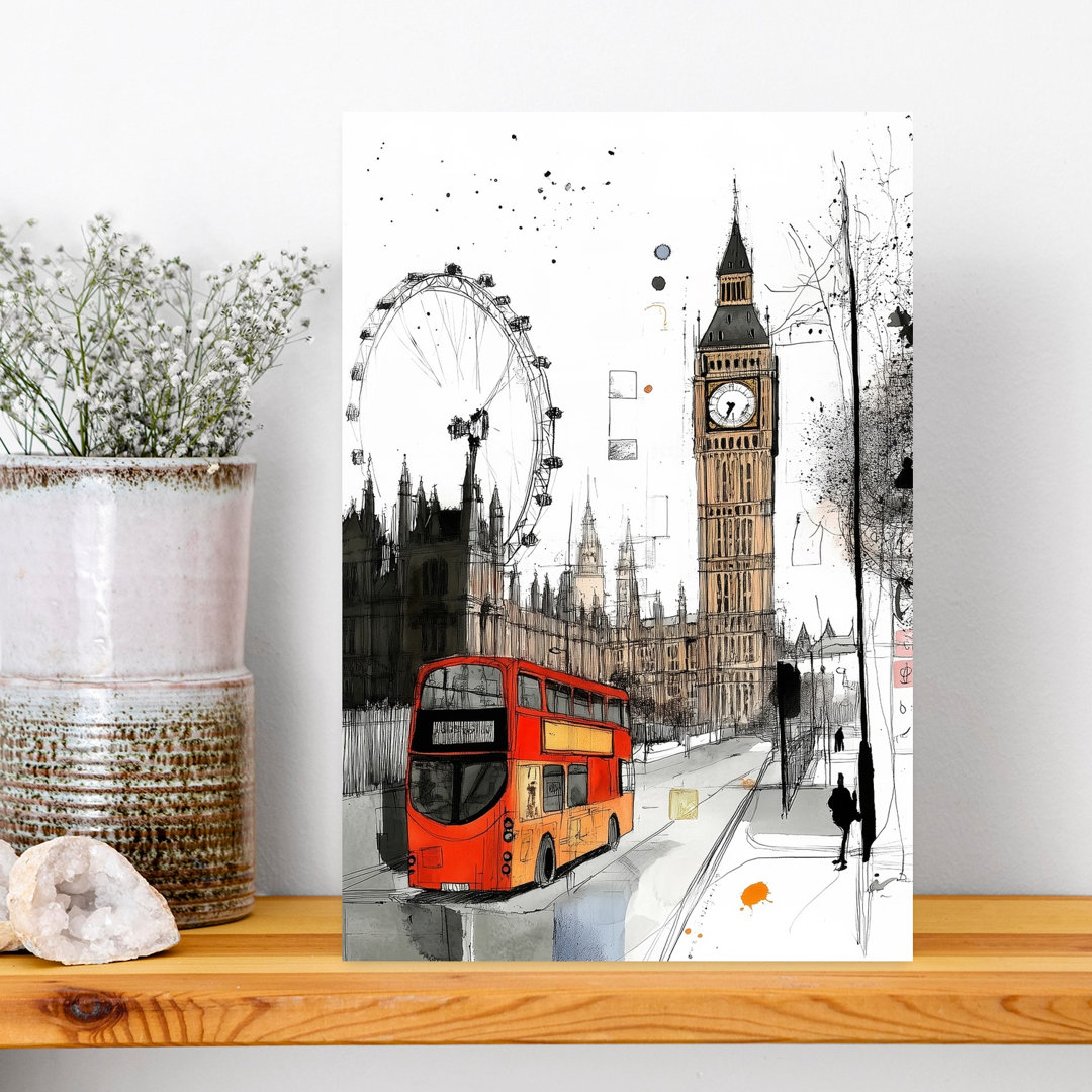 Big Ben London Bus Abstract Contemporary Architecture City Wall Art Print