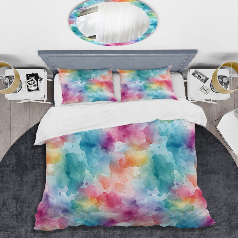 Aquarelle sereine - ensemble de housse de couette abstrait - microfibre de polyester