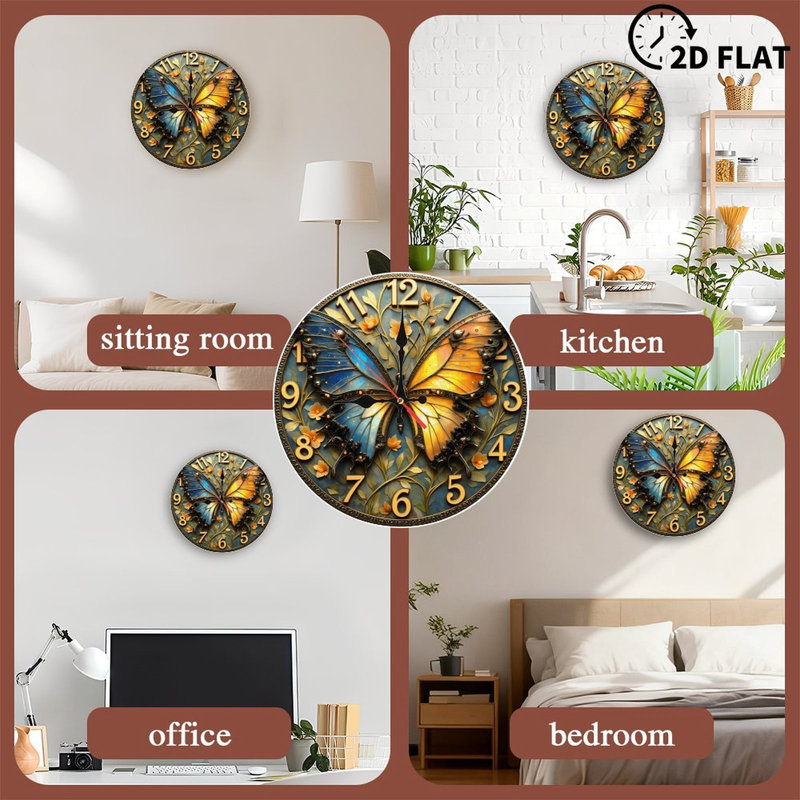 Horloge murale papillon
