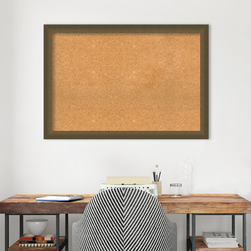 Natural Cork Bulletin Board with Bronze Beaded Frame