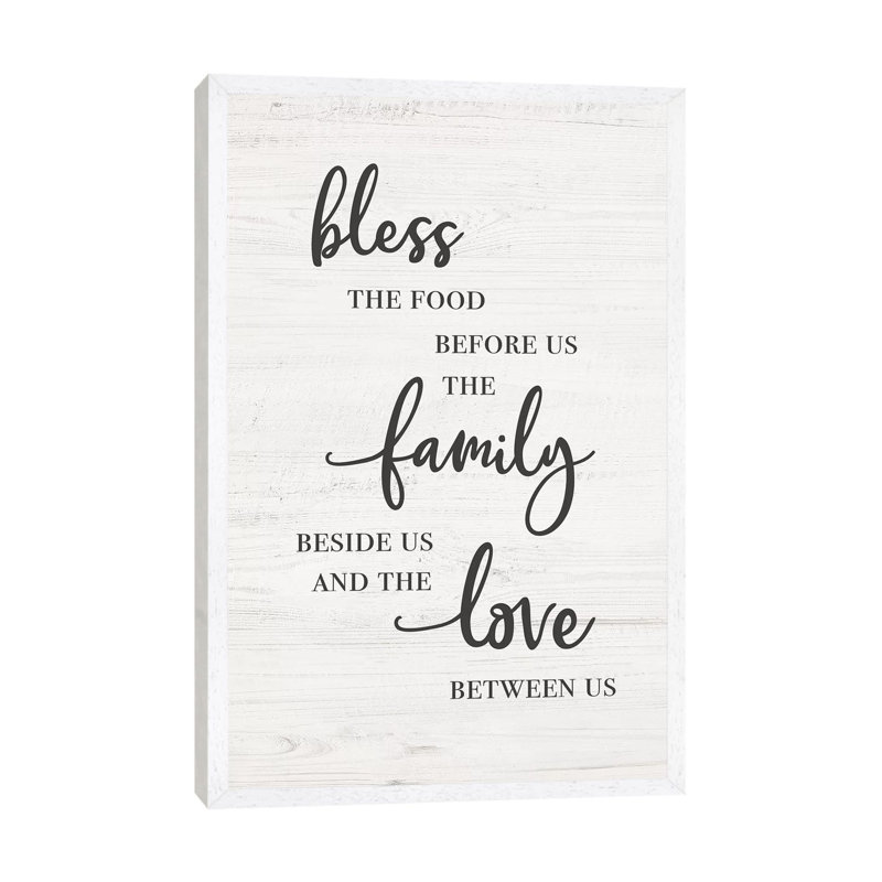 Bless Family Love - Print on Canvas, White Framed, 66.04cm H x 45.72cm W x 3.81cm D